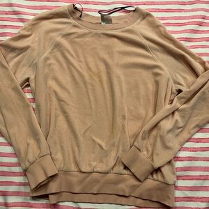 H&M Pink Velvet Sweatshirt Y2K Soft Velour Pullover Size M